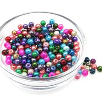 4mm Round Bead Mix, Brightly Colored Opaque Faux Pearl Spacers 20g
