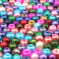 4mm Round Bead Mix, Brightly Colored Opaque Faux Pearl Spacers 20g