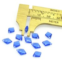 9x7mm Sapphire Kite Briolettes, Faceted Czech Glass Beads, Fire Polished Angular Droplets