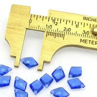 9x7mm Sapphire Kite Briolettes, Faceted Czech Glass Beads, Fire Polished Angular Droplets