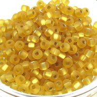 6/0 Seed Beads Matte Topaz Silver Lined Square Hole Czech Glass Rocailles (25g)