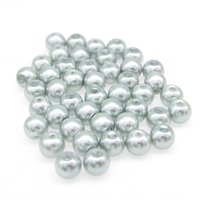 8mm Round Glass Pearls, Opaque Silver Gray Lustre Beads