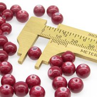 8mm Round Glass Beads, Opaque Dark Red Smooth Pressed Glass Spacers (50)