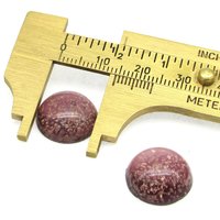 15mm Round Cabochons, Purple and Gold Lampwork Glass Stones (2)