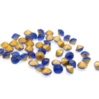 Vintage 14ss Foiled Chatons, 3.4mm Faceted Rhinestones, Foiled Sapphire Glass Gems (144)