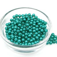 4mm Round Glass Pearls, Opaque Teal Lustre Beads (20g)