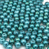 4mm Round Glass Pearls, Opaque Teal Lustre Beads (20g)
