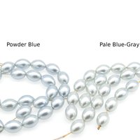 11.5x8mm Oval Rice Beads, Opaque Light Blue Vintage Faux Pearls