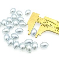 11.5x8mm Oval Rice Beads, Opaque Light Blue Vintage Faux Pearls