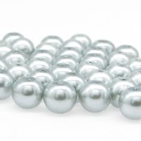 8mm Round Glass Pearls, Opaque Silver Gray Lustre Beads