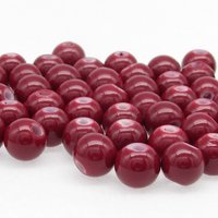 8mm Round Glass Beads, Opaque Dark Red Smooth Pressed Glass Spacers (50)