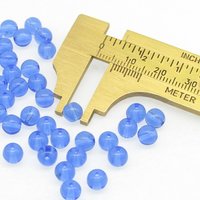 6mm Smooth Round Beads, Blue Czech Pressed Glass Spacers