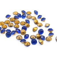 Vintage 14ss Foiled Chatons, 3.4mm Faceted Rhinestones, Foiled Sapphire Glass Gems (144)