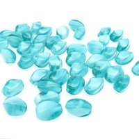 14x8mm Twisted Oval Beads, Aqua Givre Czech Pressed Glass Barrels (36)