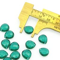 11x10mm Flat Teardrop Beads, Translucent Green Faceted Briolettes