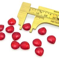 11x10mm Flat Teardrop Beads, Translucent Red Faceted Briolettes