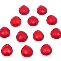 11x10mm Flat Teardrop Beads, Translucent Red Faceted Briolettes