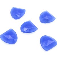 Vintage 14x13mm Shield Rhinestones, Opaque Blue Unfoiled Glass Gems (5)