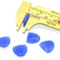 Vintage 14x13mm Shield Rhinestones, Opaque Blue Unfoiled Glass Gems (5)