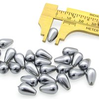 12x7mm Teardrop Beads, Opaque Metallic Gray Czech Glass Pearls