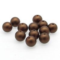 Brown Semi-Matte Plastic Pearl Beads