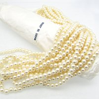 6mm Round Faux Pearls, Opaque Cream Lustre Vintage Plastic Beads (100)