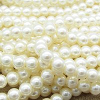 6mm Round Faux Pearls, Opaque Cream Lustre Vintage Plastic Beads (100)