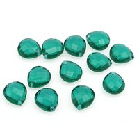 11x10mm Flat Teardrop Beads, Translucent Green Faceted Briolettes