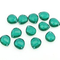 11x10mm Flat Teardrop Beads, Translucent Green Faceted Briolettes