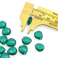11x10mm Flat Teardrop Beads, Translucent Green Faceted Briolettes
