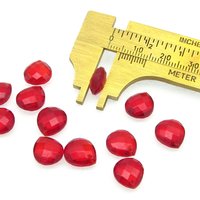 11x10mm Flat Teardrop Beads, Translucent Red Faceted Briolettes