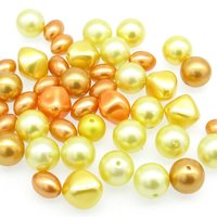 Vintage Plastic Faux Pearl Beads, Yellow and Orange Mix