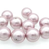 16mm Round Glass Beads, Opaque Mauve Czech Faux Pearls (11)