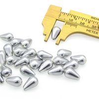 12x7mm Teardrop Beads, Opaque Metallic Gray Czech Glass Pearls