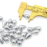 12x7mm Teardrop Beads, Opaque Metallic Gray Czech Glass Pearls