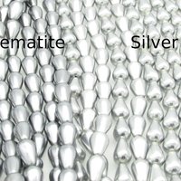 12x7mm Teardrop Beads, Opaque Metallic Gray Czech Glass Pearls