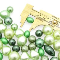 Vintage Bead Mix, Opaque Green Faux Pearls, 8mm-15mm Assorted Shapes