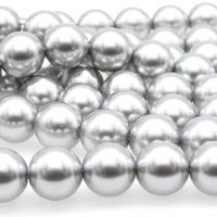 Preciosa Crystal Nacre Pearls, 6mm 8mm Round Light Gray Ball Beads (25)