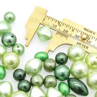 Vintage Bead Mix, Opaque Green Faux Pearls, 8mm-15mm Assorted Shapes