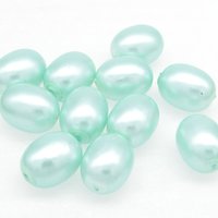 20x15mm Light Green Oval Beads, Large Vintage Plastic Pearls  (11)