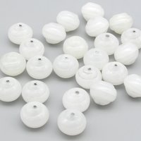 10x12mm Snail Rondelles, Alabaster White Pressed Glass Beads (25)