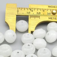 10x12mm Snail Rondelles, Alabaster White Pressed Glass Beads (25)