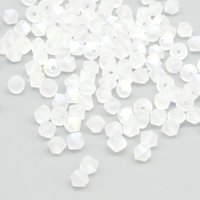 4mm Bicones, Matte Crystal AB Preciosa Machine Cut Tapered Beads