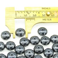 7x10mm Rondelle Faceted, Hematite Dark Gray (30)