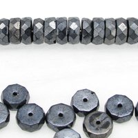 4x10mm Flat Rondelle Faceted Czech Glass, Hematite Gray (23)