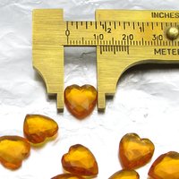 12mm Topaz Heart Rhinestone with Pointed Back, Vintage Glass Stones (9)
