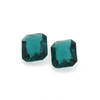Vintage 14x12mm Octagon Baguette Rhinestones, Unfoiled Green Glass Point Back Gems
