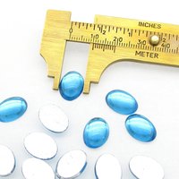 Vintage 14mm Oval Aquamarine Glass Cabochons