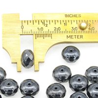 7x10mm Rondelle Faceted, Hematite Dark Gray (30)