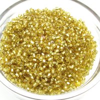 Translucent Gold Seed Beads, 11/0 Silver Foiled Spacers (25g)